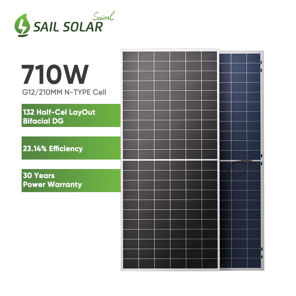 M12-Solarzellen, 132 Zellen, Half Cult Technology, N-Typ-Solarmodul, 675 W, 680 W, 685 W, 690 W, 695 W, 700 W